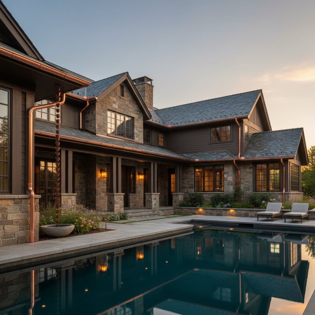 Image for Why Luxury Homes Pay 3X More for Copper Gutters