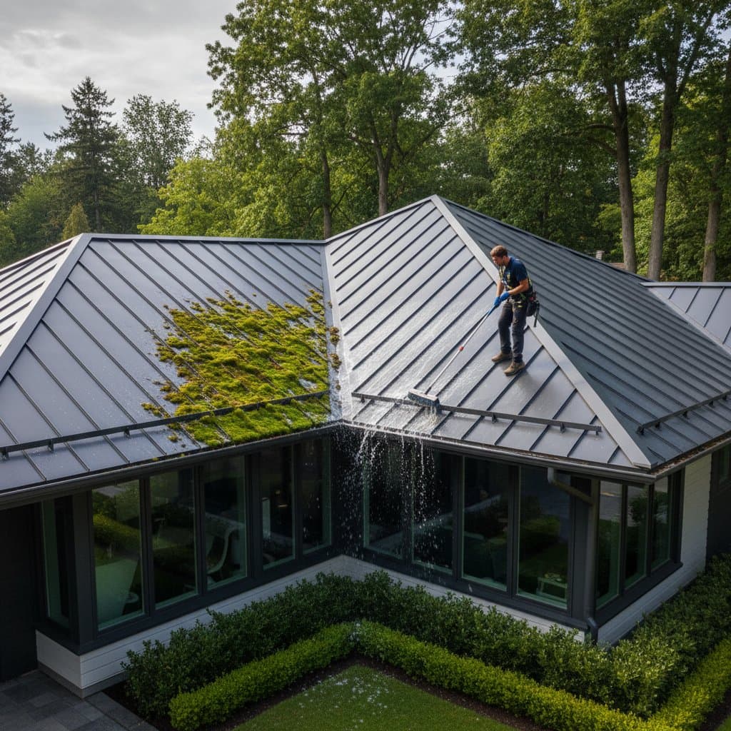 Featured image for Why Moss Now Requires Quarterly Metal Roof Cleaning